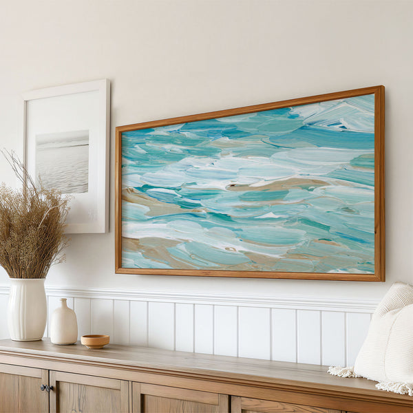 Waves No. 1 - Abstract Coastal Beach Painting - 4K Samsung Frame TV Art - Digital Download