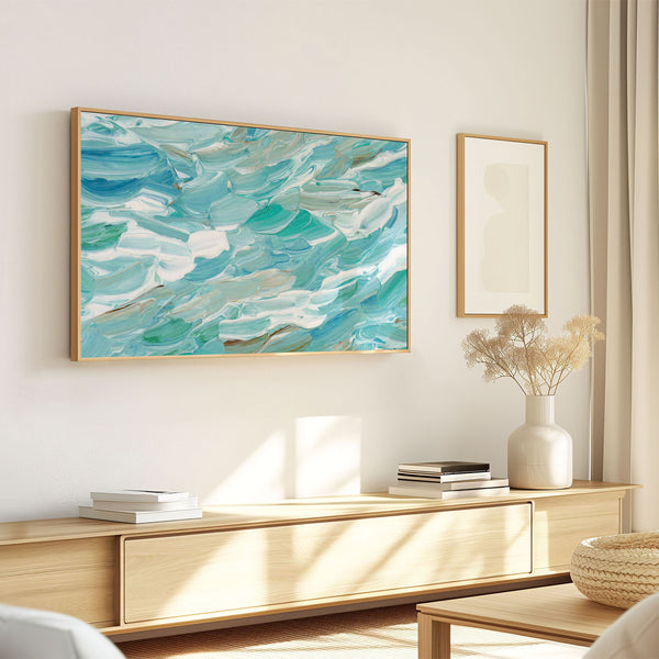 Waves No. 2 - Abstract Ocean Beach Painting - 4K Samsung Frame TV Art - Digital Download