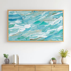 Waves No. 2 - Abstract Ocean Beach Painting - 4K Samsung Frame TV Art - Digital Download