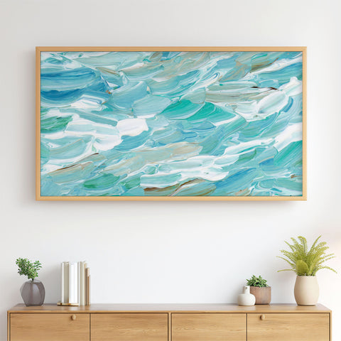 Waves No. 2 - Abstract Ocean Beach Painting - 4K Samsung Frame TV Art - Digital Download