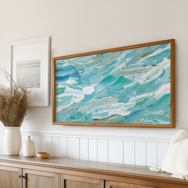 Waves No. 2 - Abstract Ocean Beach Painting - 4K Samsung Frame TV Art - Digital Download