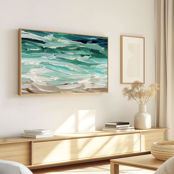 Waves No. 3 - Abstract Ocean Painting - Coastal Decor - 4K Samsung Frame TV Art - Digital Download