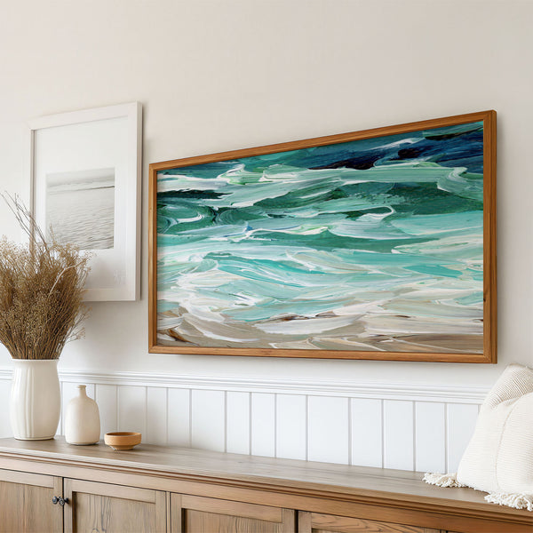 Waves No. 3 - Abstract Ocean Painting - Coastal Decor - 4K Samsung Frame TV Art - Digital Download