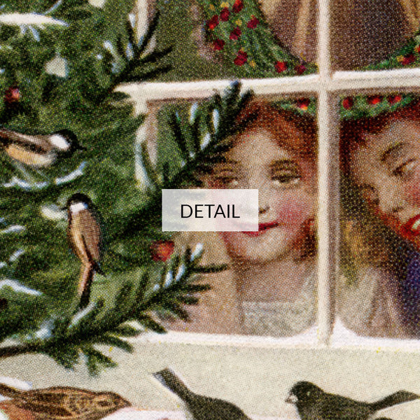 Vintage Postcard - The Birds’ Christmas Tree - 4K Samsung Frame TV Art - Digital Download