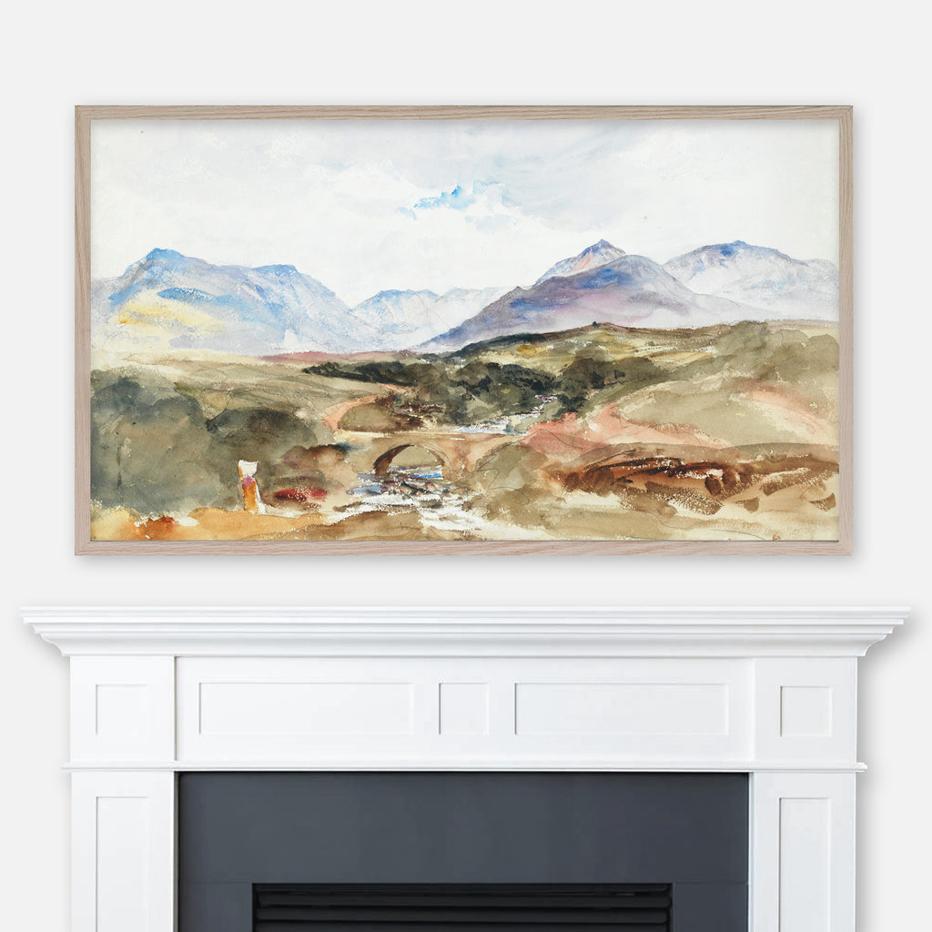 Peter De Wint Painting - A Stream in the Welsh Mountains Near Snowdon Range - Watercolor Landscape - Samsung Frame TV Art 4K - Digital Download
