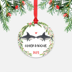 Shark Couple Personalized Christmas Ornament