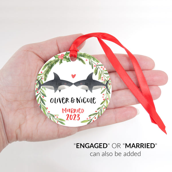 Shark Couple Personalized Christmas Ornament