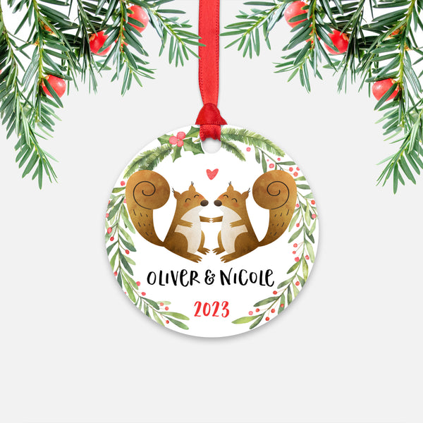 Squirrel Couple Personalized Christmas Ornament