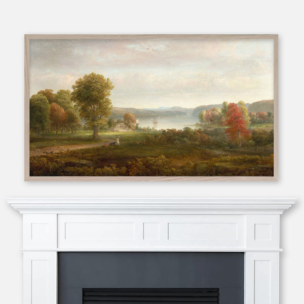 Thomas Doughty Painting - View on the Hudson in Autumn - Fall Country River Landscape - Samsung Frame TV Art 4K - Digital Download