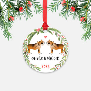 Tiger Couple Personalized Christmas Ornament