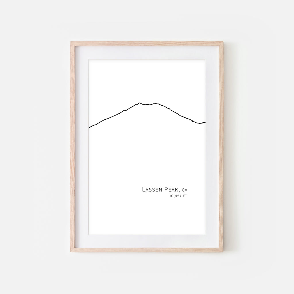 Lassen Peak California - Minimalist Mountain Line Art - Black & White - Printable Wall Art - Digital Download