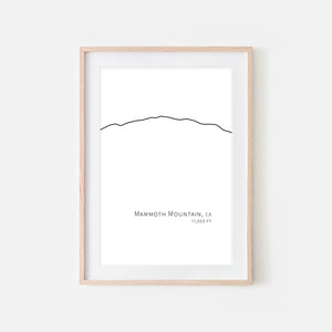 Mammoth Mountain California - Minimalist Mountain Line Art - Ski Decor - Black & White - Printable Wall Art - Digital Download