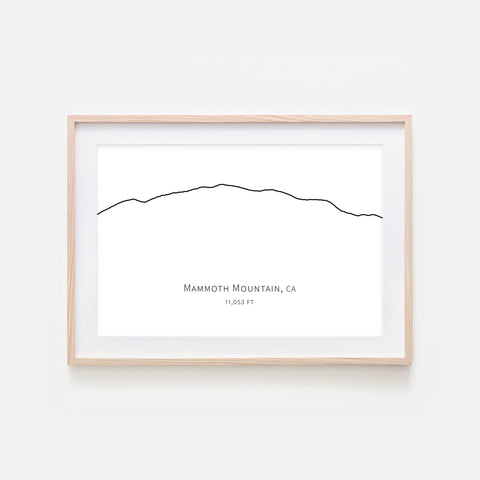 Mammoth Mountain California - Horizontal - Minimalist Line Art - Ski Decor - Black & White - Printable Wall Art - Digital Download