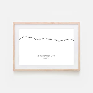 Breckenridge Colorado - Horizontal - Minimalist Mountain Line Art - Ski Decor - Black & White - Printable Wall Art - Digital Download