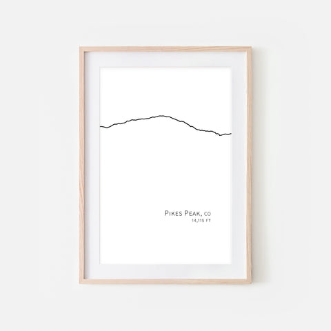 Pikes Peak Colorado - Minimalist Mountain Line Art - Black & White - Printable Wall Decor - Digital Download