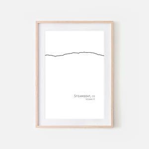Steamboat Colorado - Minimalist Mountain Line Art - Ski Decor - Black & White - Printable Wall Art - Digital Download