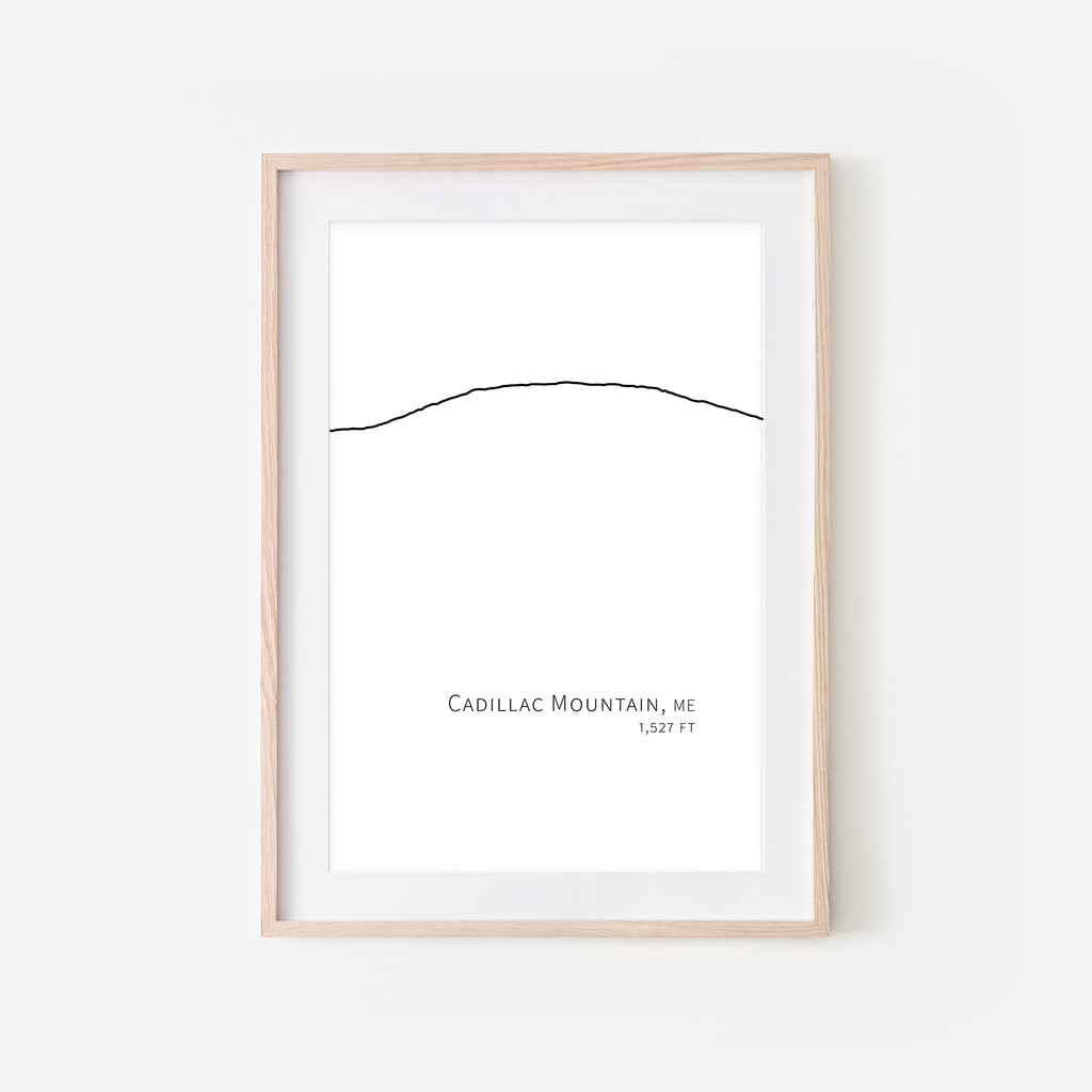 Cadillac Mountain Maine - Minimalist Mountain Line Art - Black & White - Printable Wall Decor - Digital Download