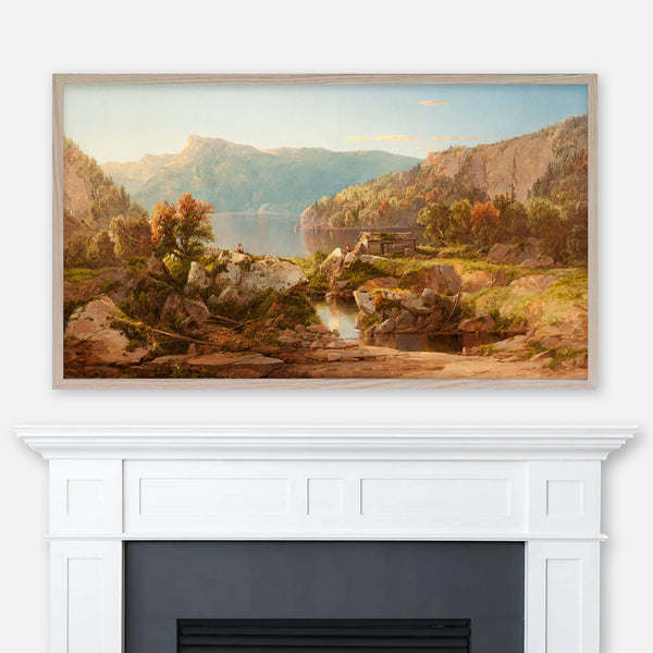 William Louis Sonntag Painting - Autumn Morning on the Potomac - Fall Mountain River Landscape - Samsung Frame TV Art 4K - Digital Download