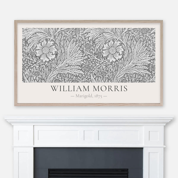 William Morris - Marigold Gray Neutral Classic Textile Pattern - Samsung Frame TV Art 4K - Digital Download