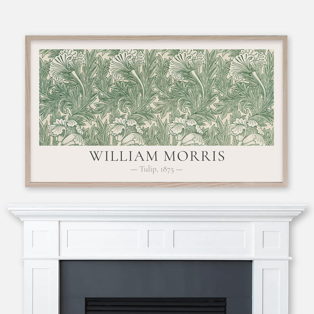 William Morris - Tulip Green & Beige Classic Textile Pattern - Samsung Frame TV Art 4K - Digital Download