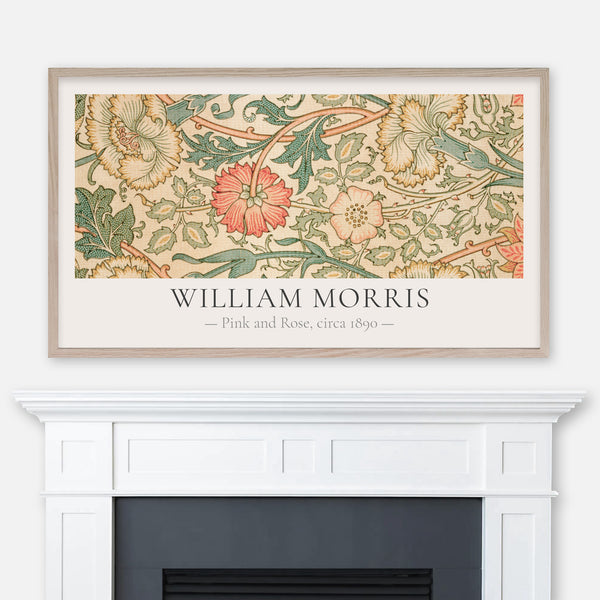 William Morris - Pink and Rose Classic Textile Pattern - Samsung Frame TV Art 4K - Digital Download