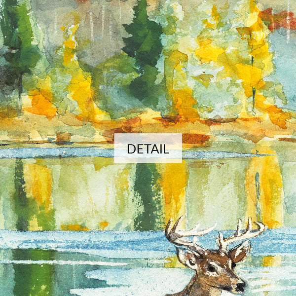 Winslow Homer Watercolor Painting - An October Day - Mountain Lake Deer Fall Landscape - Samsung Frame TV Art 4K - Digital Download