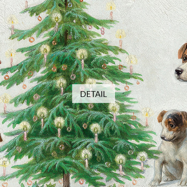 Holiday Samsung Frame TV Art 4K - Cute Dogs and Puppies Around Christmas Tree - Vintage Painting by Carl Reichert - Digital Download