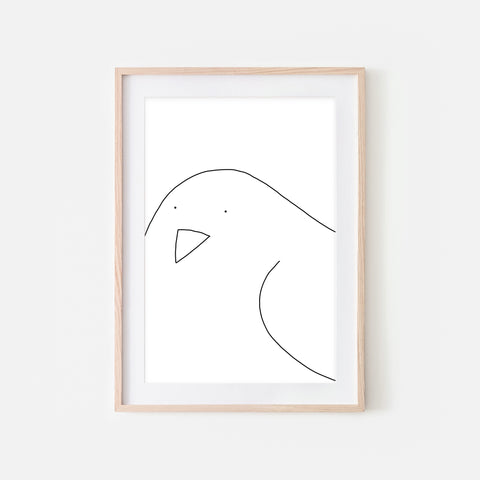 Bird No. 1 Wall Art - Minimalist Line Drawing - Black and White Print, Poster or Printable Download