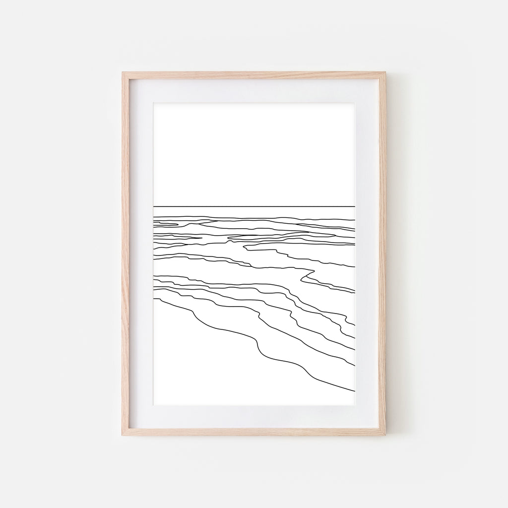 Beach No. 1 Wall Art - Minimalist Abstract Coastal Landscape Line Drawing - Black and White Print, Poster or Printable Download