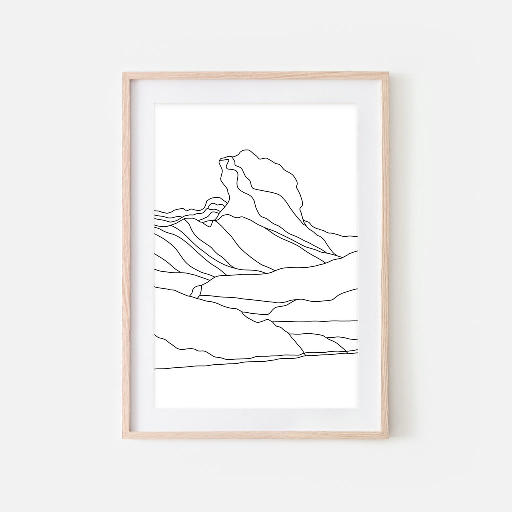 Glacier No. 1 Wall Art - Minimalist Abstract Iceberg Landscape Line Drawing - Black and White Print, Poster or Printable Download