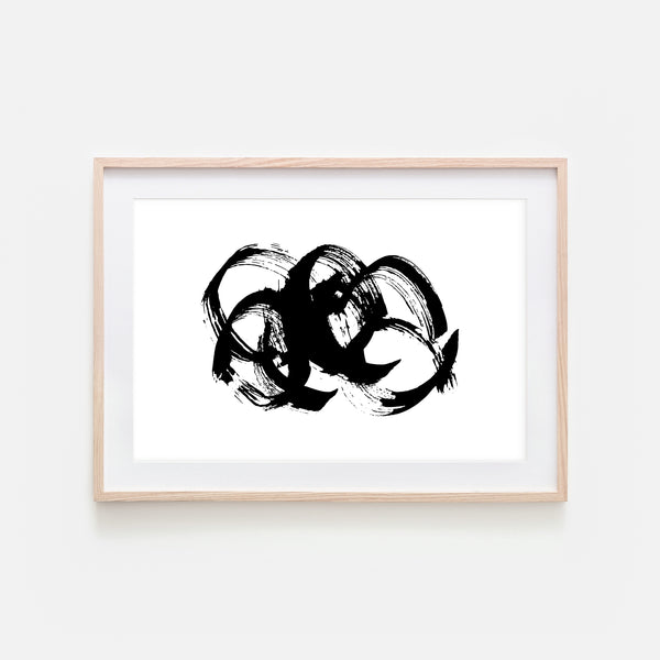 Abstract No. 10 Wall Art - Black and White Ink Brush Strokes Painting - Print, Poster or Printable Download - Horizontal