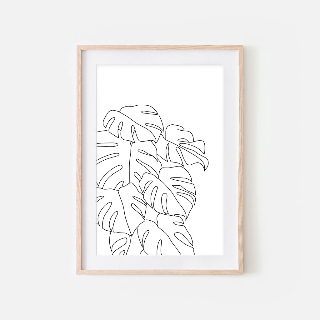 monstera leaf line drawing Botanical Line Art - Monstera Leaves