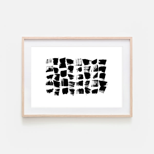 Abstract No. 12 Wall Art - Black and White Ink Brush Strokes Painting - Print, Poster or Printable Download - Horizontal