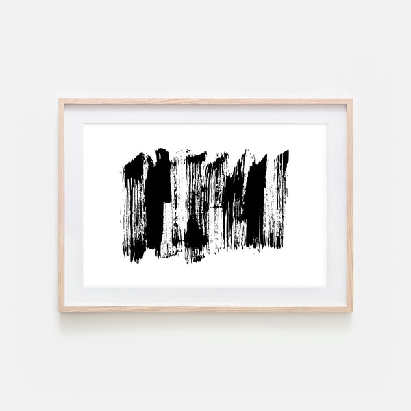Abstract No. 13 Wall Art - Black and White Ink Brush Strokes Painting - Print, Poster or Printable Download - Horizontal