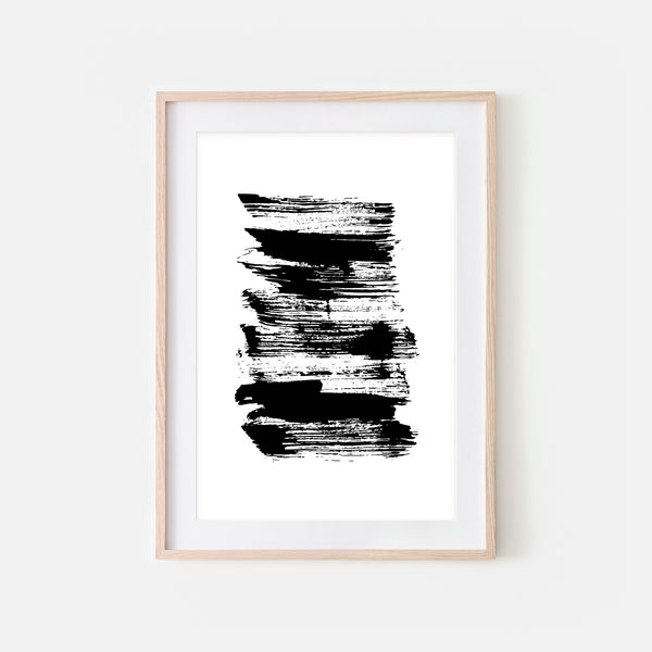 Abstract No. 13 Wall Art - Black and White Ink Brush Strokes Painting - Print, Poster or Printable Download - Vertical