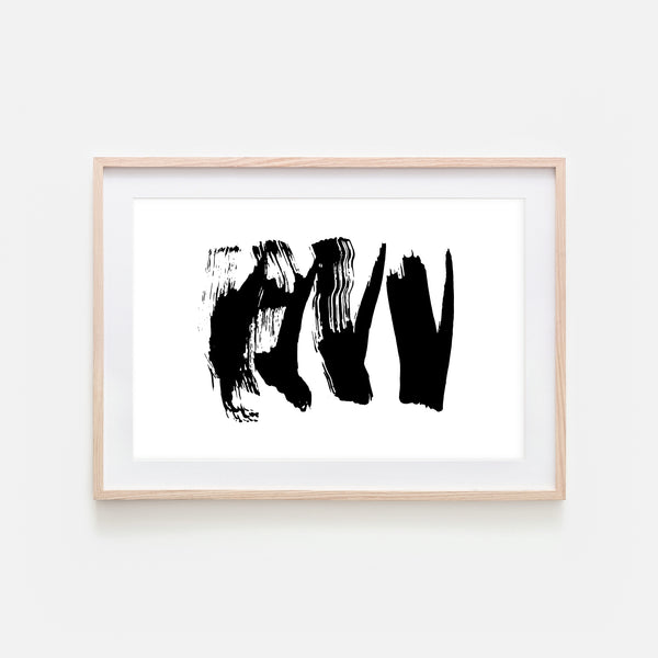 Abstract No. 14 Wall Art - Black and White Ink Brush Strokes Painting - Print, Poster or Printable Download - Horizontal