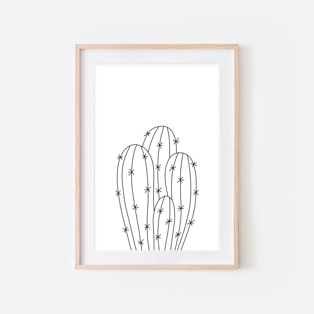 Botanical No. 15 Wall Art - Minimalist Cactus Line Drawing - Black and White Print, Poster or Printable Download