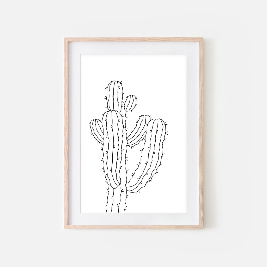 Botanical No. 17 Wall Art - Minimalist Cactus Line Drawing - Black and White Print, Poster or Printable Download