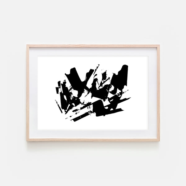 Abstract No. 18 Wall Art - Black and White Ink Palette Knife Strokes Painting - Print, Poster or Printable Download - Horizontal