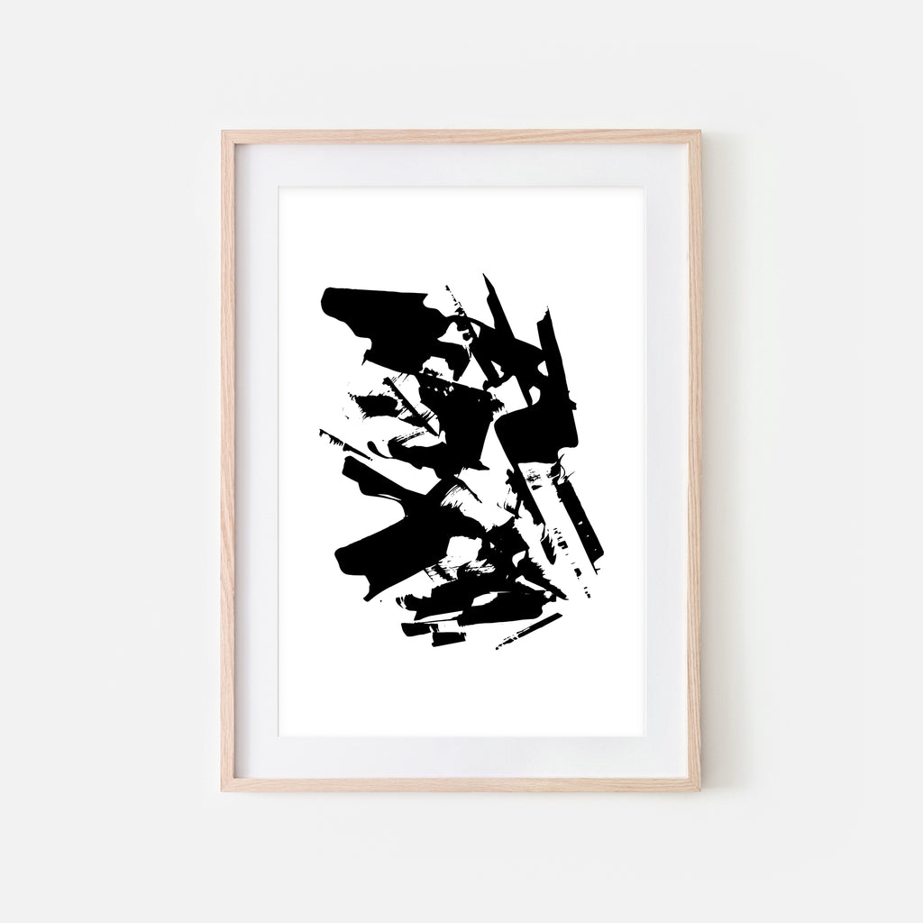Abstract No. 18 Wall Art - Black and White Ink Palette Knife Strokes Painting - Print, Poster or Printable Download - Vertical