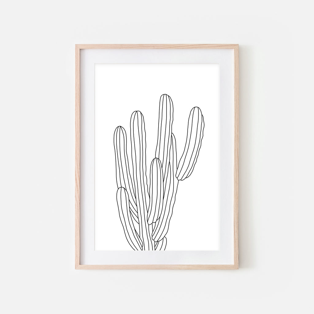 Botanical No. 18 Wall Art - Minimalist Cactus Line Drawing - Black and White Print, Poster or Printable Download