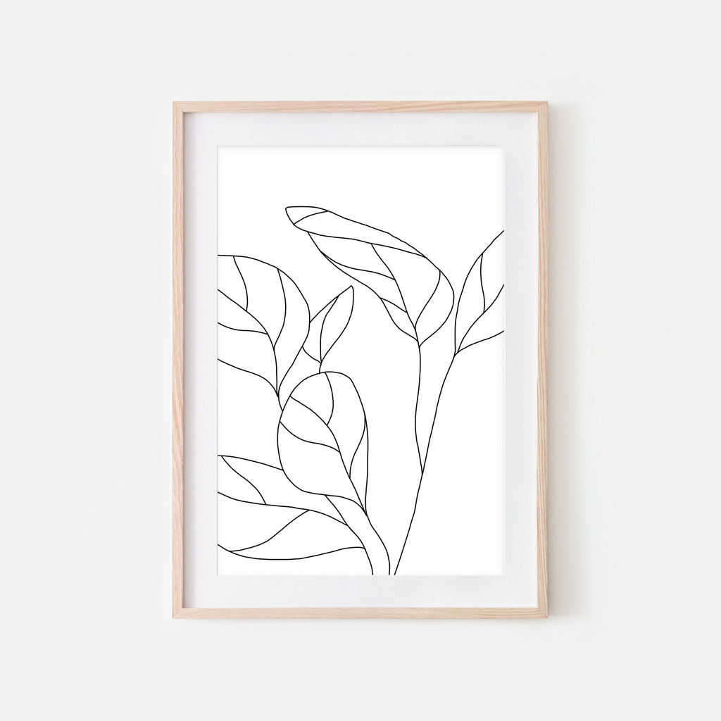 Botanical No. 2 Wall Art - Minimalist Plant Line Drawing - Black and White Print, Poster or Printable Download