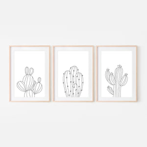 botanical line drawing cactus & succulent edition Botanical Line Art Set No. 2 - Cactus Plants - Black & White - Printable Wall Art