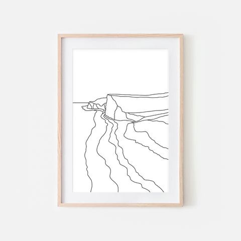 Beach No. 2 Wall Art - Minimalist Abstract Coastal Landscape Line Drawing - Black and White Print, Poster or Printable Download