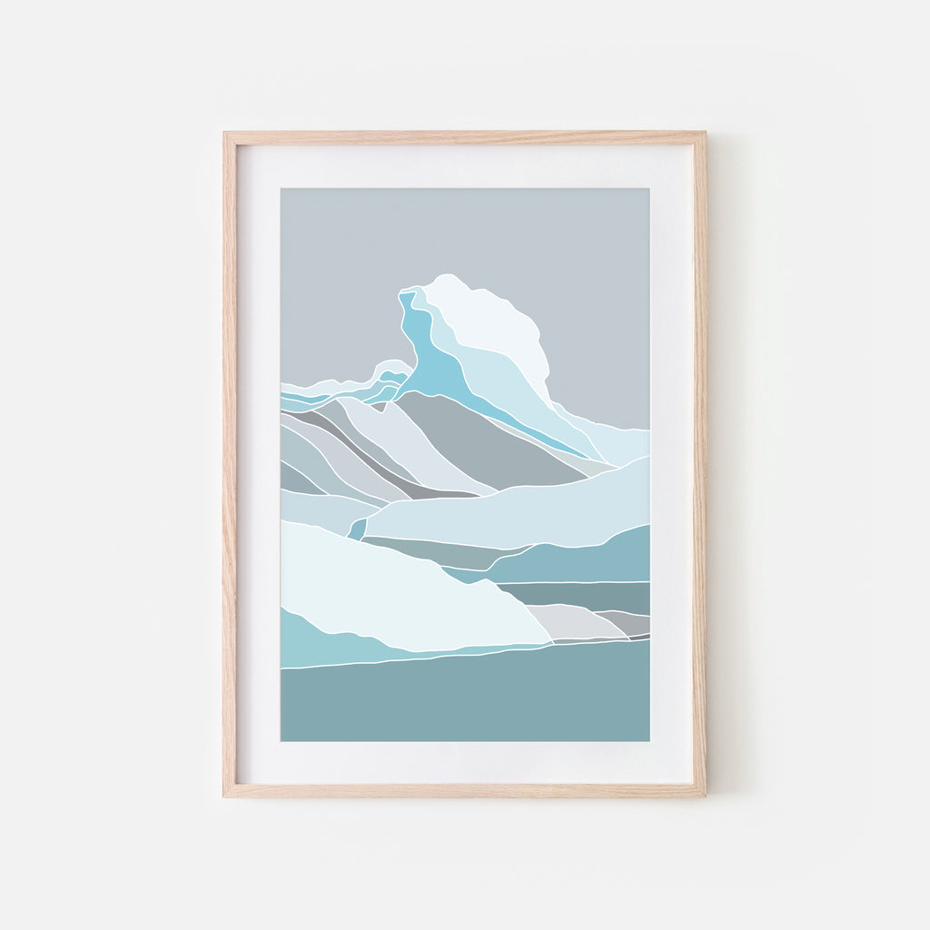 Glacier Iceberg Landscape - Aqua Blue, Teal & Gray - Printable Wall Art