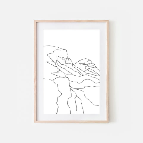 Mountains No. 2 Wall Art - Minimalist Abstract Landscape Line Drawing - Black and White Print, Poster or Printable Download
