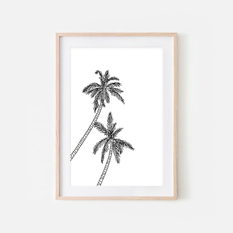 Palm Tree No. 2 Line Art - Minimalist Beach Tropical Wall Decor - Black and White Print, Poster or Printable Download