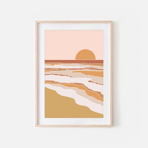 Sunset No. 2 Wall Art - Abstract Beach Landscape - Orange Beige Blush Pink Mustard Terracotta - Print, Poster or Printable Download