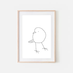 Bird Minimalist Line Art No. 3 - Cute Little Bird - Black & White - Printable Wall Art - Digital Download