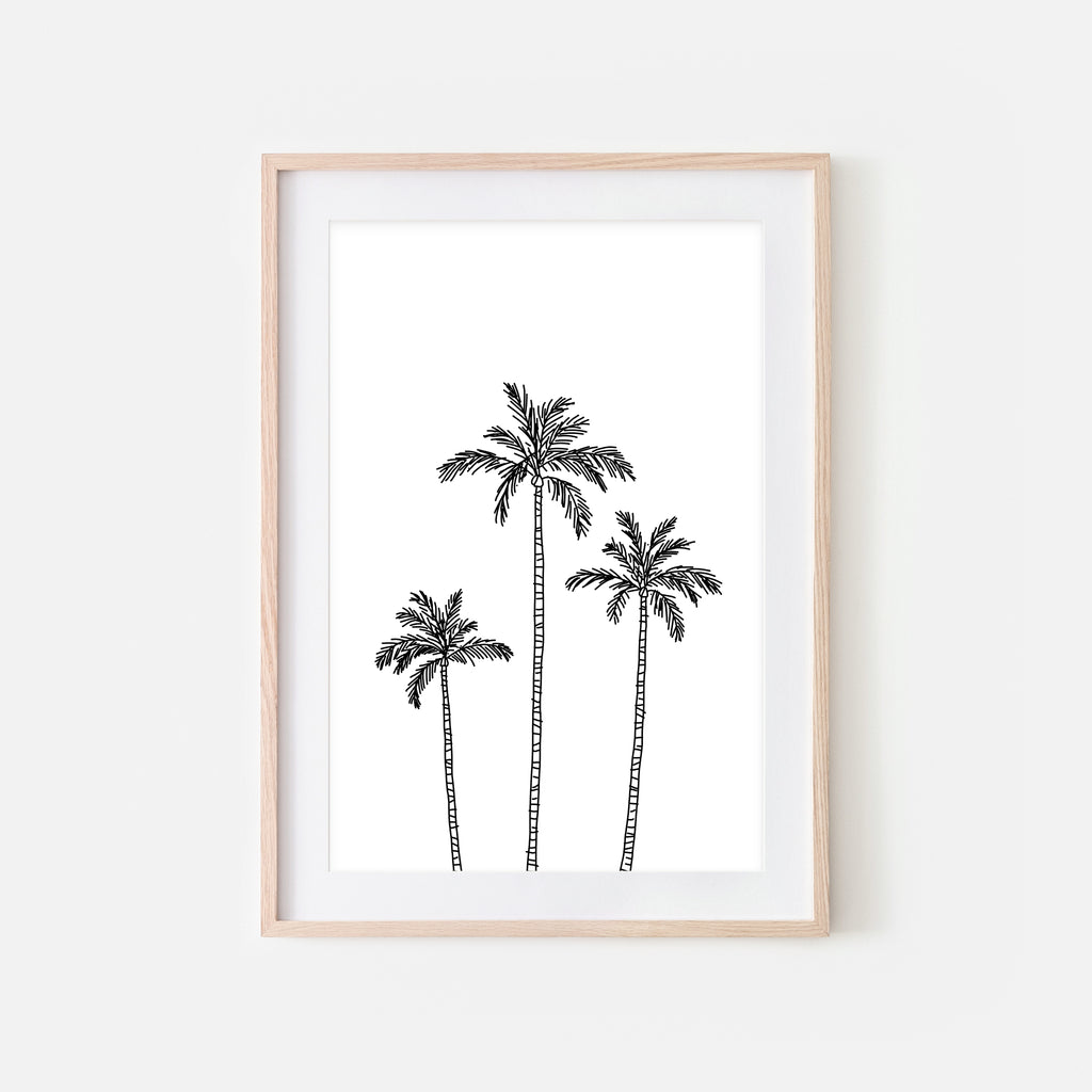 Palm Tree No. 3 Line Art - Minimalist Beach Tropical Wall Decor - Black and White Print, Poster or Printable Download